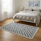 GarveeHome 3x5 Small Rug for Bedroom Machine Washable Blue Checkered Area Rug - Image 2