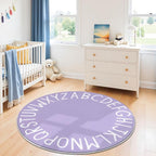 Topotdor Round Kids Play Rug Alphabet Nursery Area Rug Extra Large Soft - Image 2