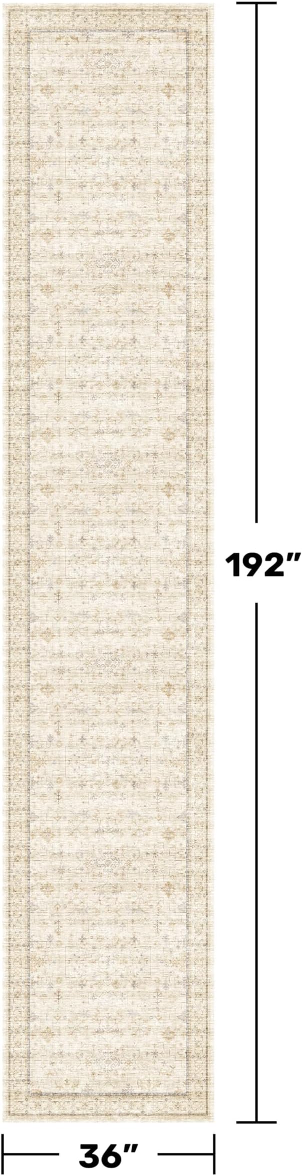 Light Beige 3x16 Long Hallway Runner Rug, Non Slip Farmhouse Kitchen Rugs - Image 2