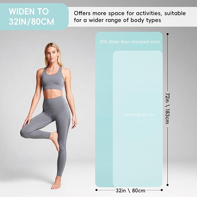 Extra Wide Yoga Mat 72" x 32", 6mm Non Slip TPE Exercise Mat - Image 2