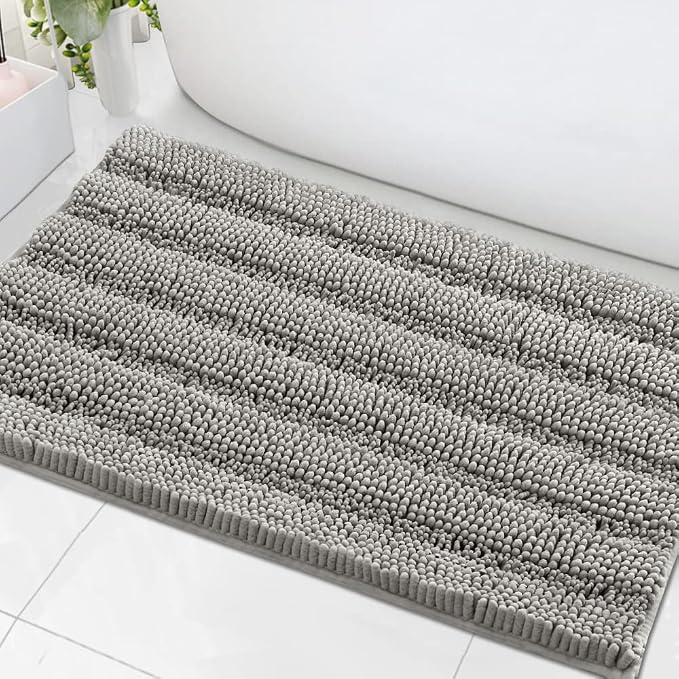 H.VERSAILTEX Bath Mats for Bathroom Non Slip Extra Thick Chenille Striped Bath by HVERSAILTEX