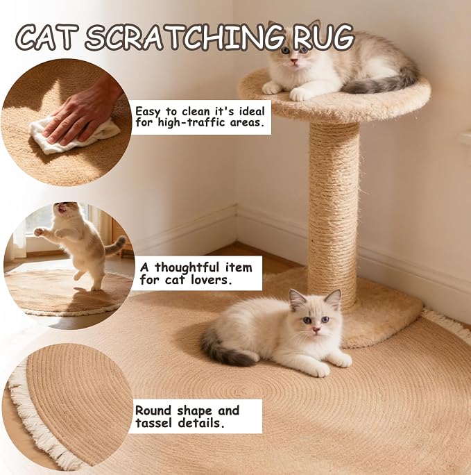 47.2 in Cat Rug, Cat Scratch Rug, Cat Scratch Rugs - Image 4