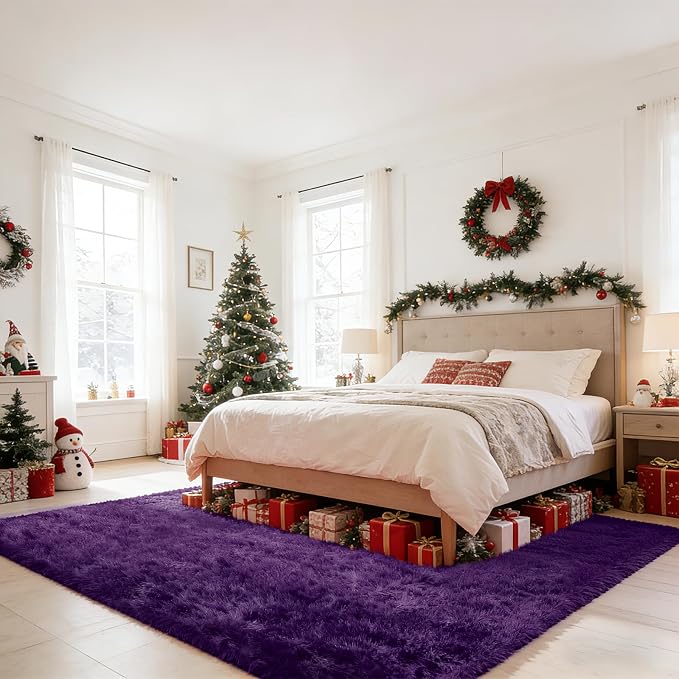 Shag Area Rugs for Bedroom Living Room, 4X6 Ultra Soft Purple Fluffy Area Rugs - Image 2