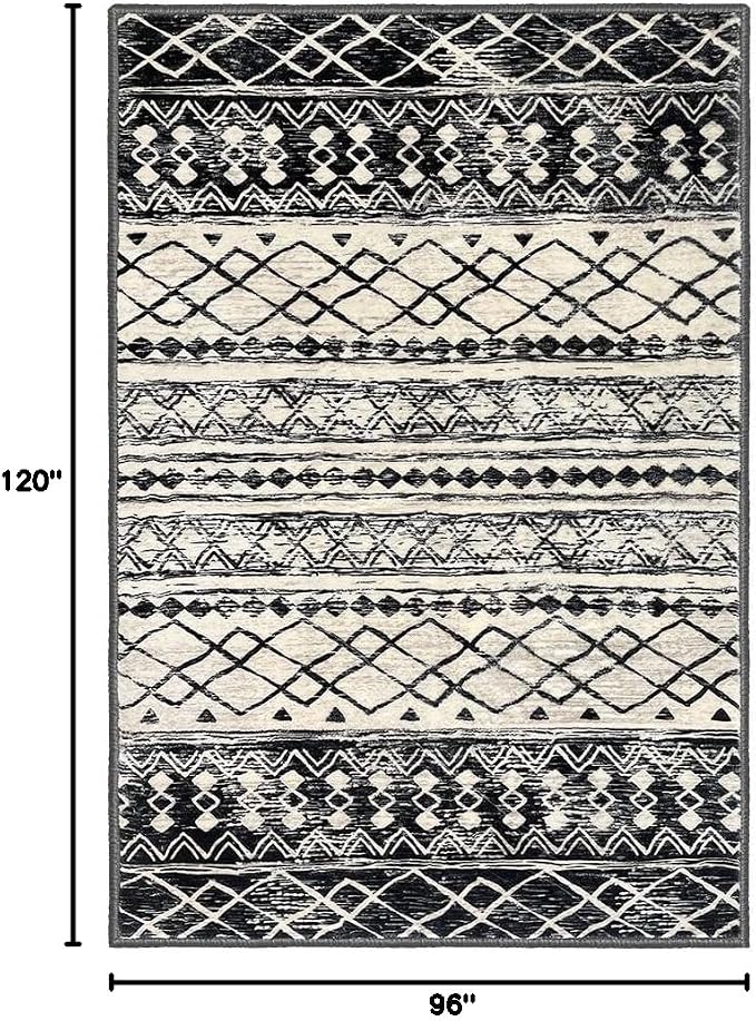 KUTA Moroccan 8x10 Area Rugs Black Navy Blue, Washable Boho Living Room Rug - Image 2