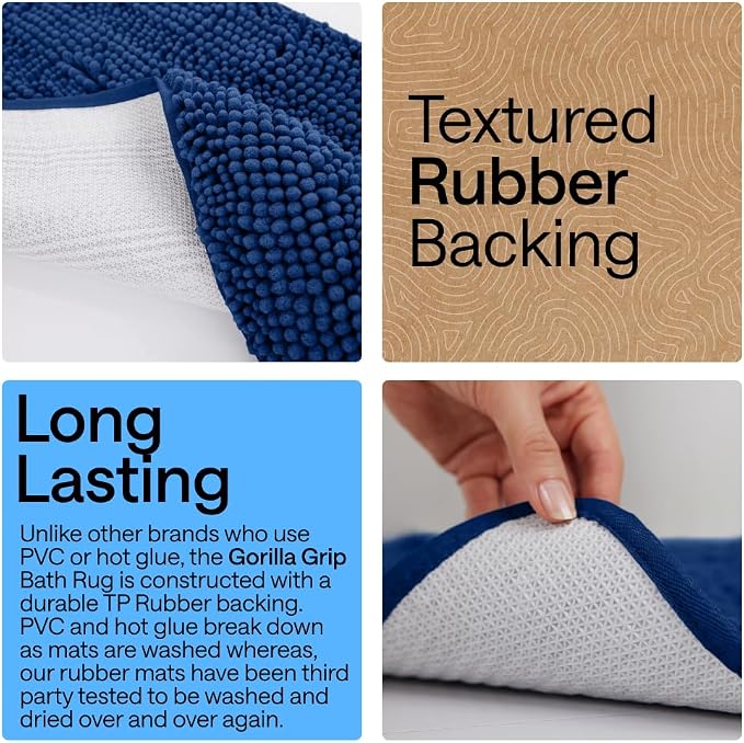 GORILLA GRIP Bath Rug Mat 36x24, Soft Absorbent Chenille, Quick Dry Microfiber - Image 3