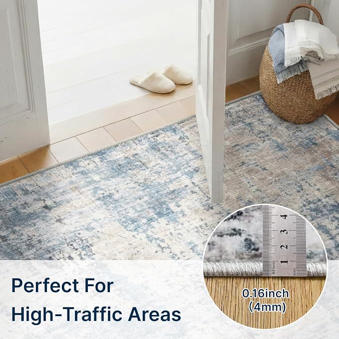 2x6 Rug for Entryway Hallway-No Slip Soft Carpets Modern Abstract Coastal - Image 2