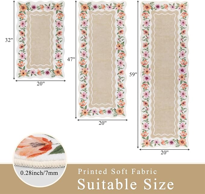 Vaukki Boho Kitchen Rug Sets 3 Pieces, Washable Kitchen Mats - Image 2