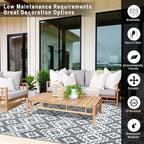 HUGEAR Outdoor Plastic Straw Rug, Waterproof Outdoor Rugs - Image 3