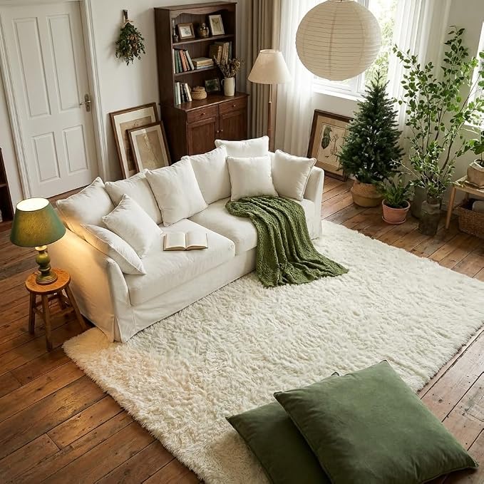 Mugorn 4x6 Rugs for Living Room, Large Fluffy Cream White Area Rugs for Bedroom - Image 9