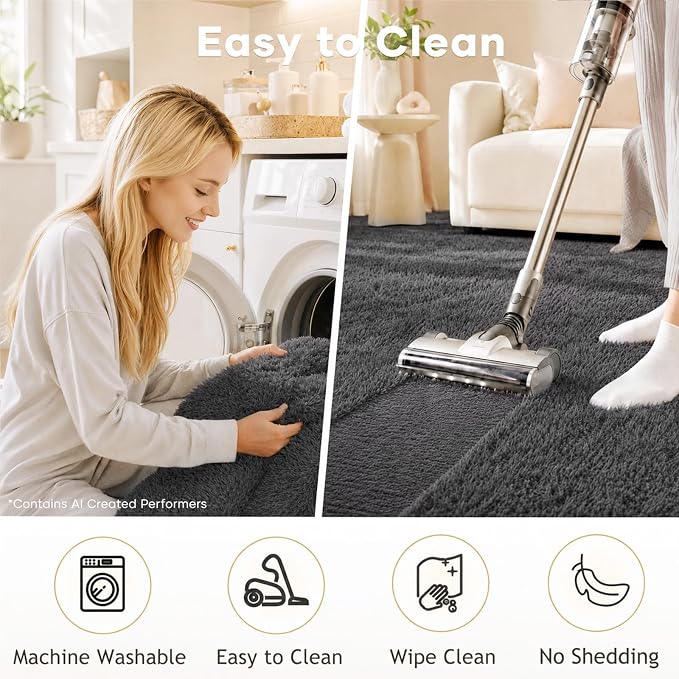 Ophanie 7x9 Area Rugs, Upgrade Non-Slip Fluffy Soft Rugs - Image 3