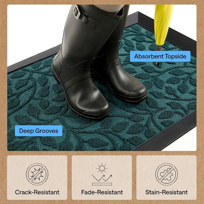 GORILLA GRIP 100% Waterproof All-Season WeatherMAX Doormat, US Designed Natural - Image 5
