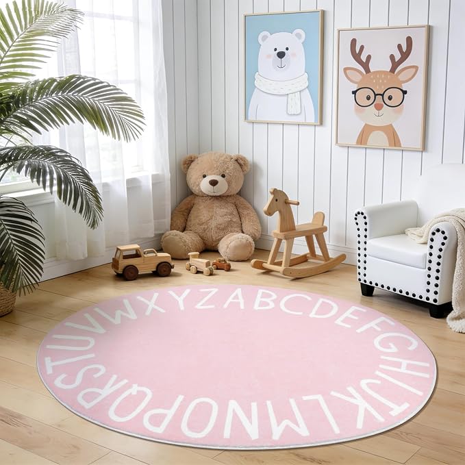 Topotdor Oval Kids Play Rug Alphabet Nursery Area Rug Extra Large Soft Crawling by Topotdor