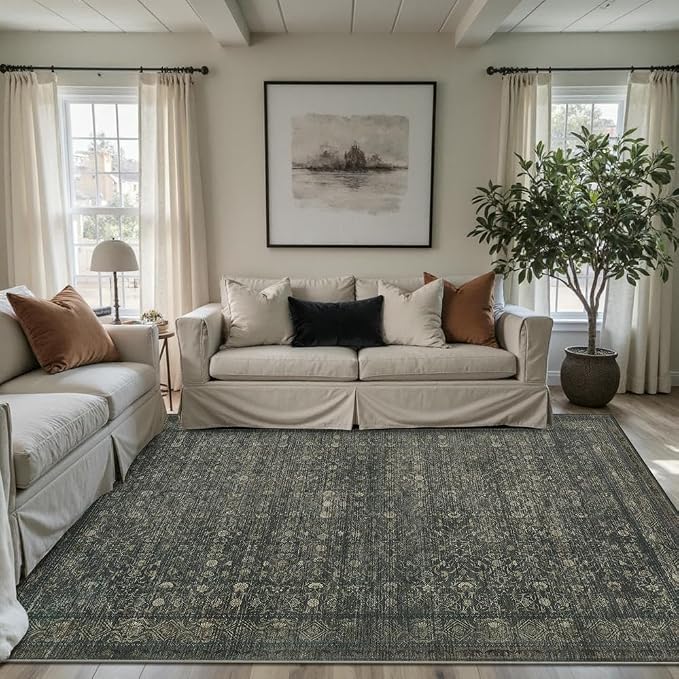Vintage Area Rugs 5x7, Washable Rugs - Image 5