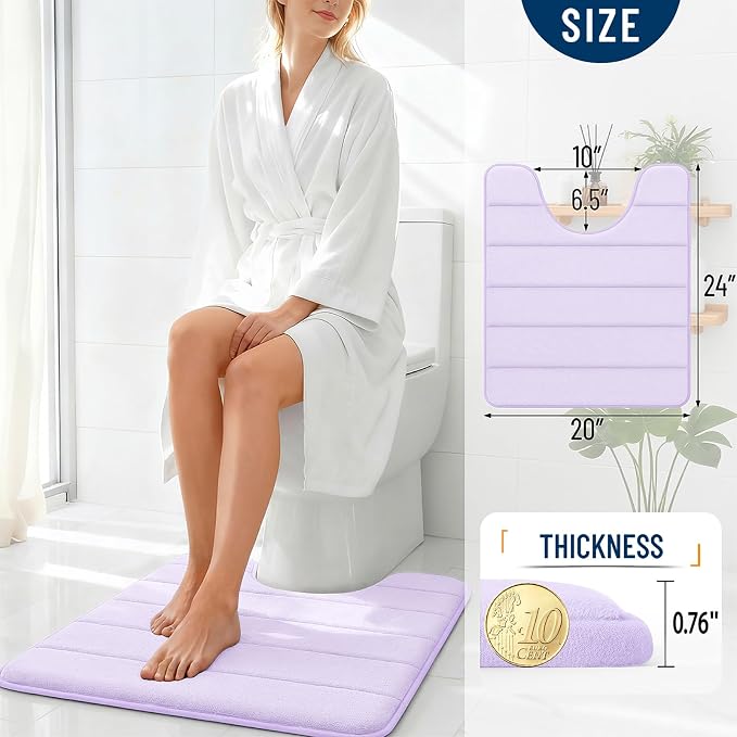 OLANLY Memory Foam Toilet Rugs U Shaped 24x20, Super Soft Absorbent Contour - Image 4