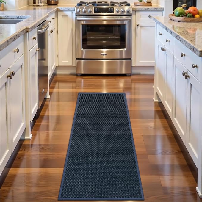 LEKEEPGO Long Hallway Door Mat 24"x59", Door Mat Indoor Entrance, Cyan Blue | - Image 2