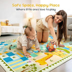 3x4 Washable Kid Playroom Rug, Unisex Green Safari Jungle Woodland Animal - Image 4