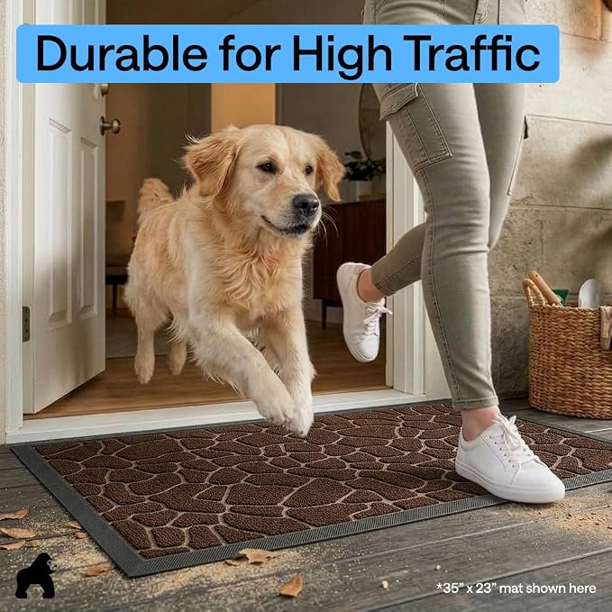 GORILLA GRIP 100% Waterproof All-Season WeatherMAX Doormat, US Designed Natural - Image 7