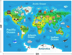 Kids Playroom Rug, 4x5ft World Map Play Mat - Image 2