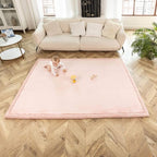 Stylish Coral Velvet Baby Play Mat 60" x 80" Pink – Soft 1" Thick High-Density - Image 2