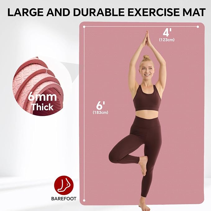 Stepwaver Extra Large Yoga Mat 6'x4', Ultra Durable, Wide Workout Mat, Wide - Image 2