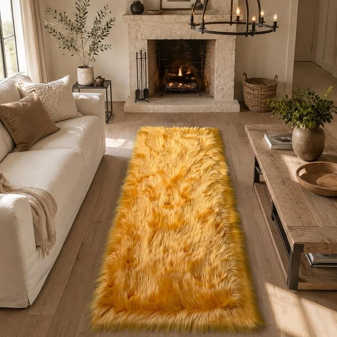 EasyJoy Faux Sheepskin Rug, Fluffy Faux Fur Rug, Ultra Soft Shag Area Rug by EasyJoy