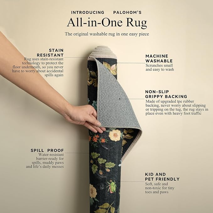 Washable Area Rug for Living Room: 8x10 Area Rugs Vintage Rugs Stain Resistant - Image 4