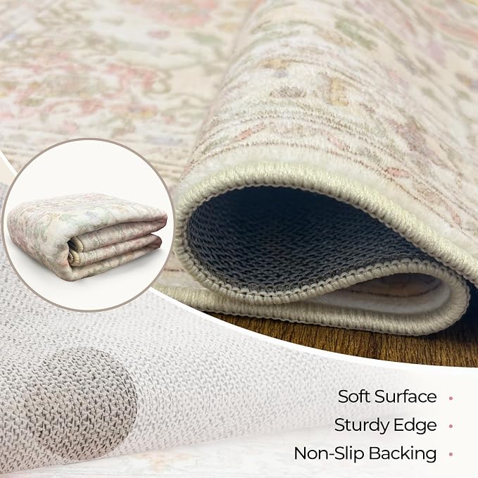 CAPALOCA Machine Washable Rugs Nursery Rug Cute Girl Non Slip Low Pile Water - Image 5
