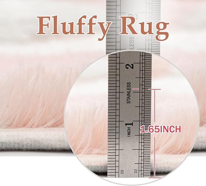 PureCozy Checkered Rug 6x9 Fluffy Shag Living Room Pink Area Rug Modern - Image 7