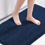 H.VERSAILTEX Navy Bath Mat for Bathroom, Microfiber Bath Rugs Chenille Floor by HVERSAILTEX