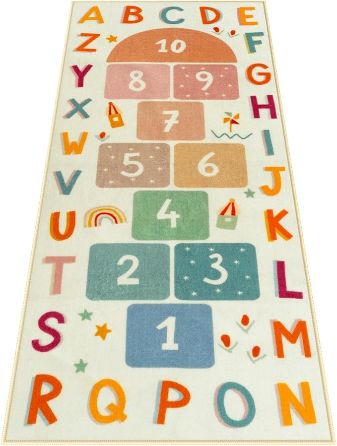 STARUIA Washable Hopscotch Rug for Indoor Playroom, Colorful Educational Kids by STARUIA