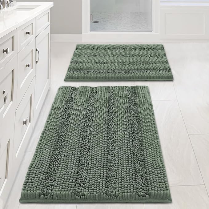 H.VERSAILTEX Bath Mat Set, 2 Piece Bath Mats Non Slip Thick Soft Chenille by HVERSAILTEX