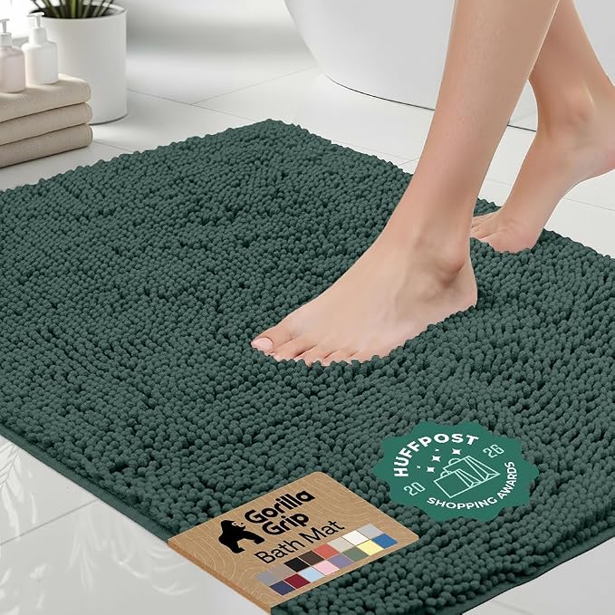 GORILLA GRIP Bath Rug Mat 30x20, Thick Soft Absorbent Chenille, Quick Dry by Unknown