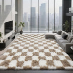 Large Shag Area Rug for Bedroom, 9x12 Ft Beige and White Area Rug Classic by Boshengya