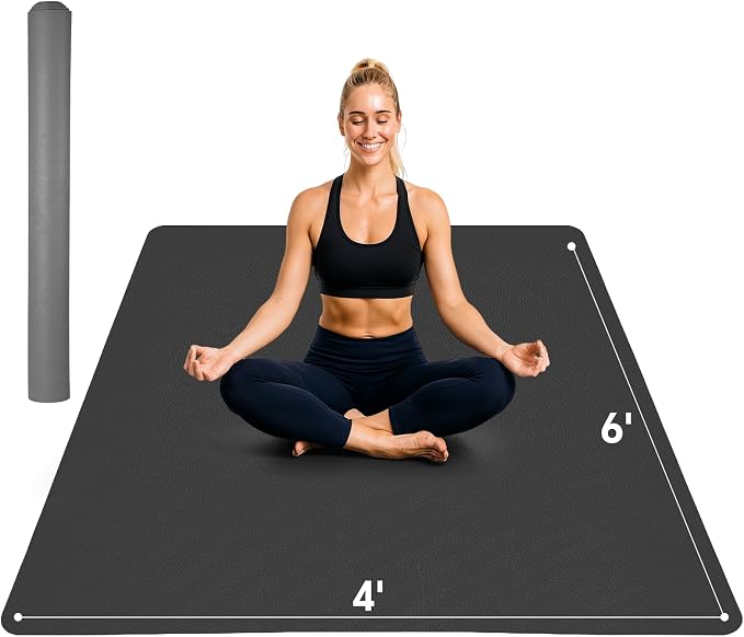 Stepwaver Extra Large Yoga Mat 6'x4', Ultra Durable, Wide Workout Mat, Wide by Stepwaver