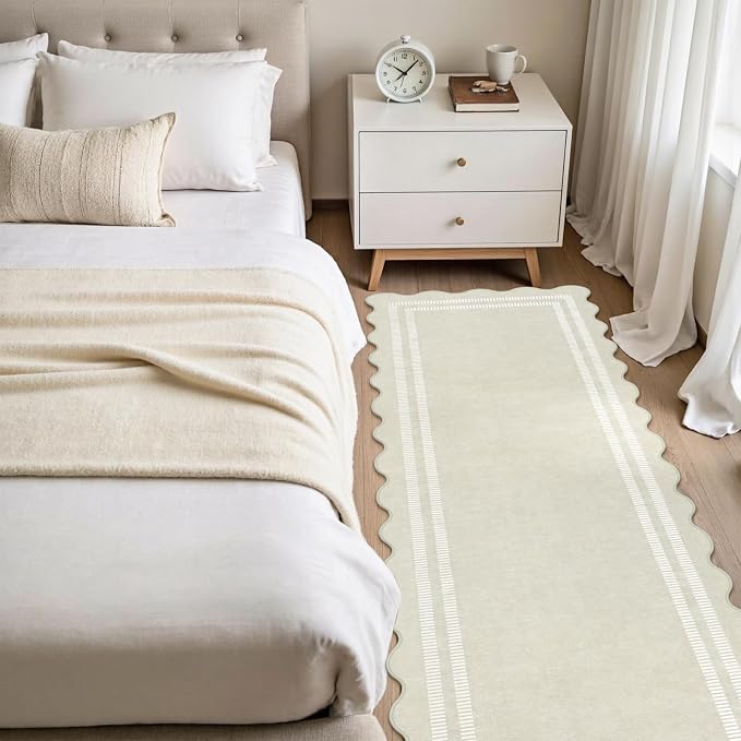 Washable Runner Rug 2.6x8 Kitchen Hallway Scalloped Rugs, Non Skid - Image 8