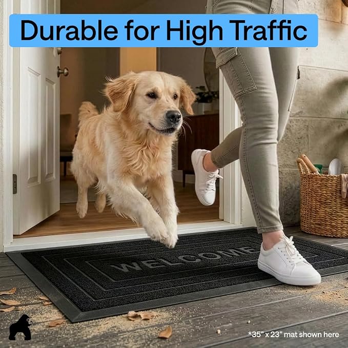 GORILLA GRIP 100% Waterproof All-Season WeatherMAX Doormat, US Designed Natural - Image 7