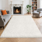 Soft White Fluffy Rugs for Living Room 5x8 Area Rug Shaggy White Carpet for - Image 2