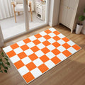 Terrug Orange and White Checkered Rug by TerrugHomeDecor