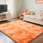 Mottling Orange Fluffy Rug Shag Area Rug, 5x8 Area Rugs by Yongyangjuxi