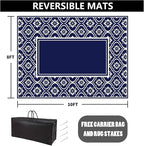 HUGEAR Outdoor Rug 8x10 Patio Camping Carpet Waterproof Mat Blue Outside - Image 2