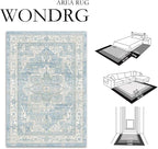 5x7 Washable Vintage Area Rug Blue Oriental Living Room Bedroom Throw Rug - Image 2
