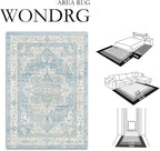 2x8 Washable Vintage Runner Rug Blue Oriental Hallway Kitchen Throw Rug Neutral - Image 2