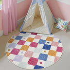 jinchan Macy 5ft Round Rug for Kids Room Modern Colorful Checkered Diamond - Image 4