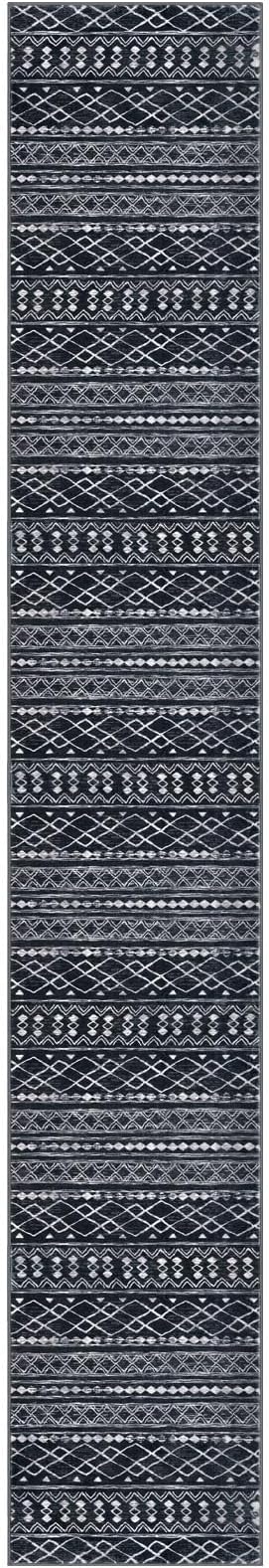 KUTA Long Hallway Runner Rug 2.6x16 Non-Slip Washable, Moroccan Vintage Black - Image 8