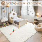 BENRON Fluffy Rugs for Living Room 5x7 Cream White, Washable Large Area Rugs - Image 4
