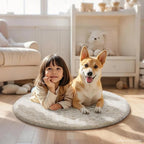 Ophanie Round Rug Ivory Circle Area Rugs Washable, Fluffy Fuzzy Nursery Bedroom - Image 3