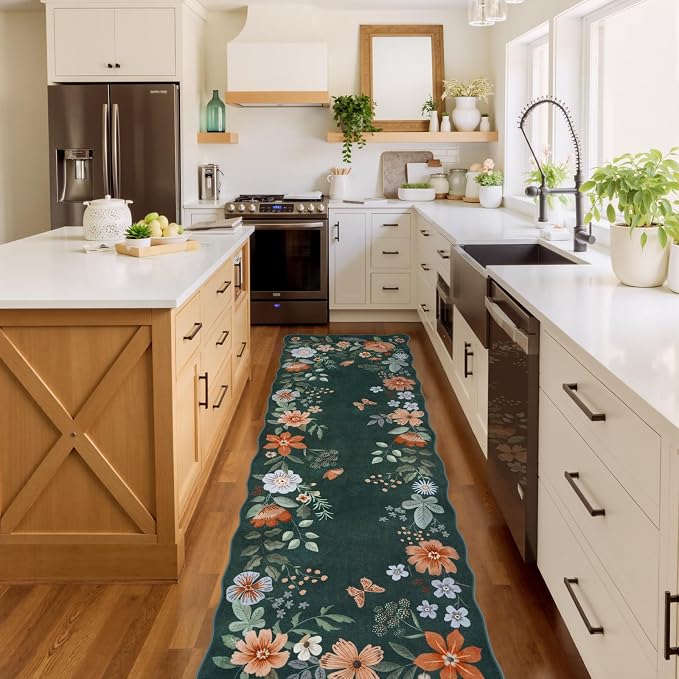 Lahome Floral Washable Runner Rug, Boho Ultra-Thin Kitchen Runners by Lahome