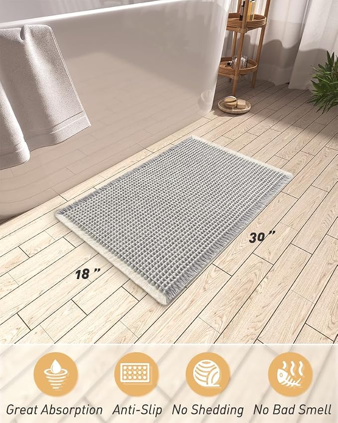 Upgraded Waffle Bath Mat, Super Absorbent Non Slip Bath Mats - Image 2