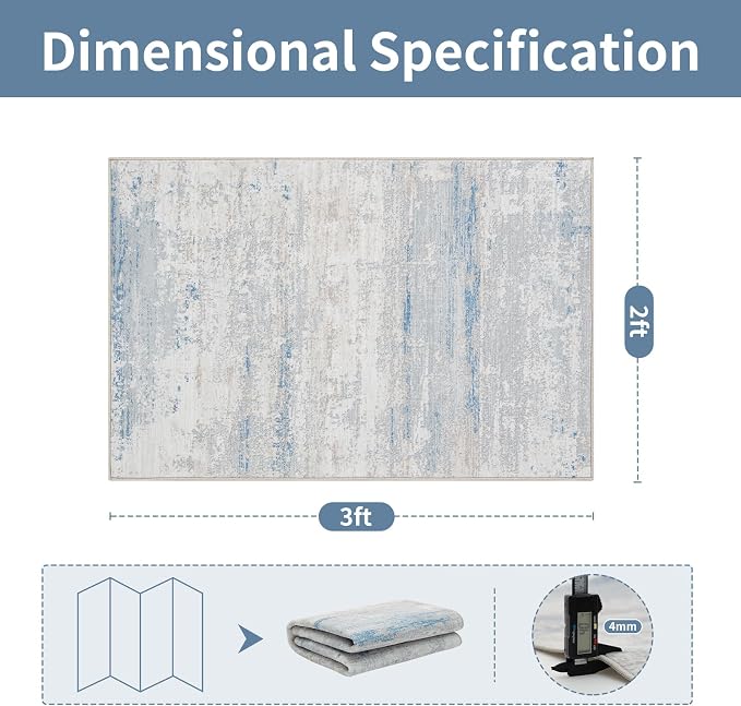 Washable Rugs 2x3 Area Rugs for Living Room- Modern Abstract Entryway Rugs for - Image 2