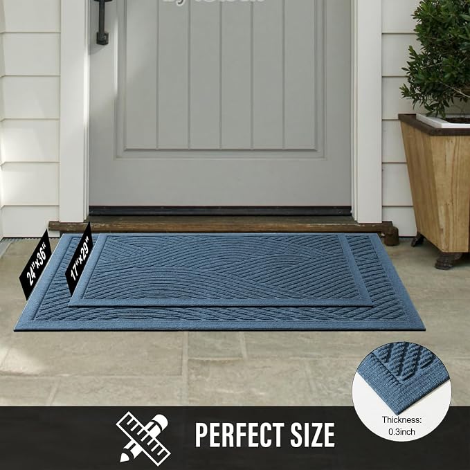 HIYARD Sturdy Front Door Mat, Absorbent Muddy Dirt Resist Welcome Door Mats - Image 6